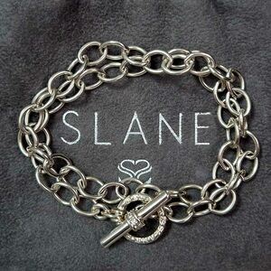 SLANE Sterling Silver Necklace with Diamond Toggle